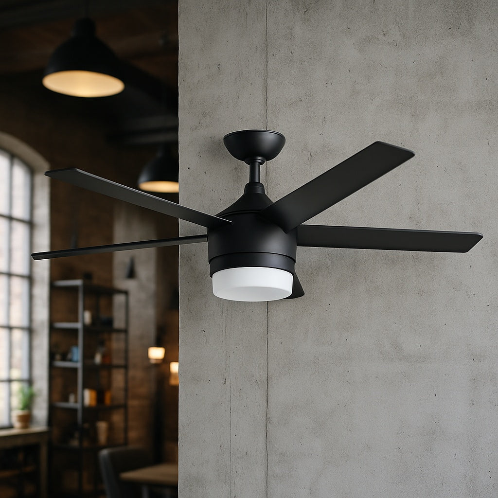 Merwry 48 in. Integrated LED Indoor Matte Black Ceiling Fan with Light Kit and Remote Control