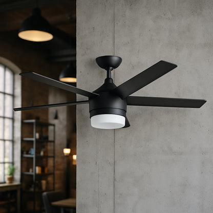 Merwry 48 in. Integrated LED Indoor Matte Black Ceiling Fan with Light Kit and Remote Control