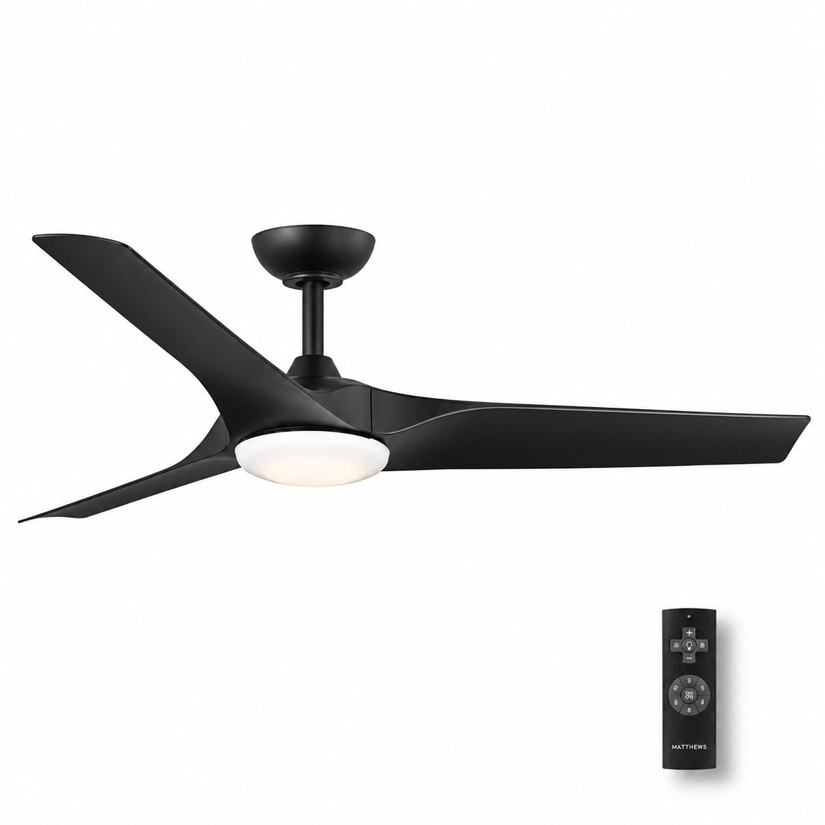 Altitude Gossamer 52 in Integrated LED Indoor Matte Black Ceiling Fan with Remote Control and White Color Changing Light Kit 953L52MBK