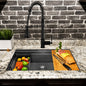 AKDY All in One Matte Black Finished Stainless Steel 32 in x 19 in Undermount Single Bowl Kitchen Sink with Faucet