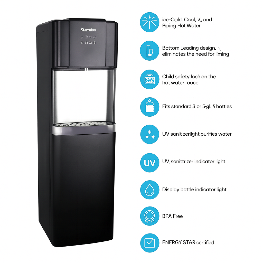 Glacier Bay Matte Black and Stainless Steel Bottom Load Water Dispenser