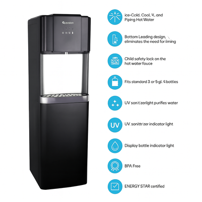 Glacier Bay Matte Black and Stainless Steel Bottom Load Water Dispenser