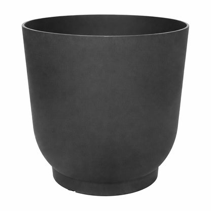 Vigoro Florencia Large Black Rubber Recycled Self Watering Round Planter Set 19 5 in L x 19 5 in W x 20 in H
