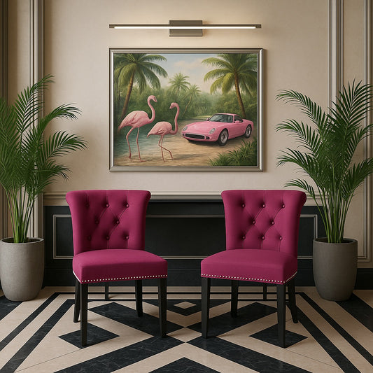 JAYDEN CREATION Berta Fushia Nailhead Tufted Upholstered Side Chair Set of 2 CHYL0040 FUSHIA/314694352 190430720590 JAYDEN CREATION