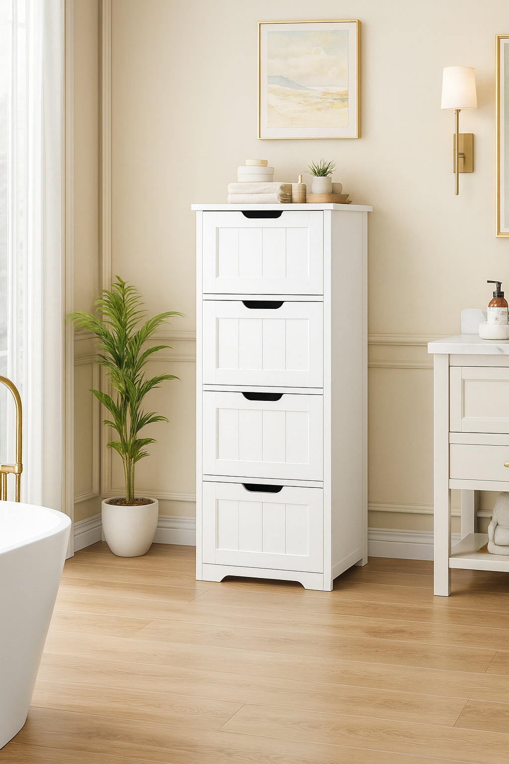 Nestfair 11 8 in W Space Saver Bathroom Storage Cabinet in White