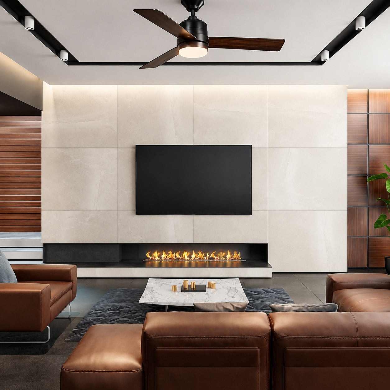 Hampton Bay Castlegate 44 in Indoor Integrated LED Matte Black Ceiling Fan with 3 Reversible Blades Light Kit and Remote Control 52192