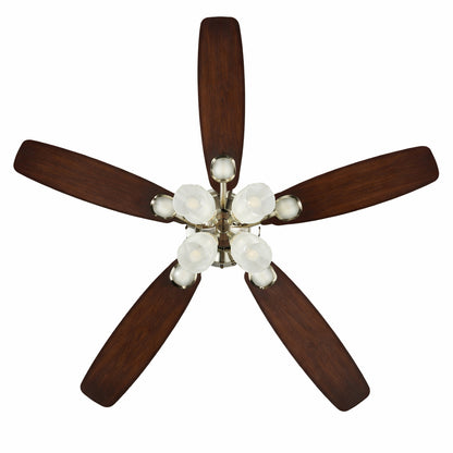 Hampton Bay Hollis 52 in Indoor LED Brushed Nickel Dry Rated Ceiling Fan with 5 Reversible Blades Light Kit and Remote Control