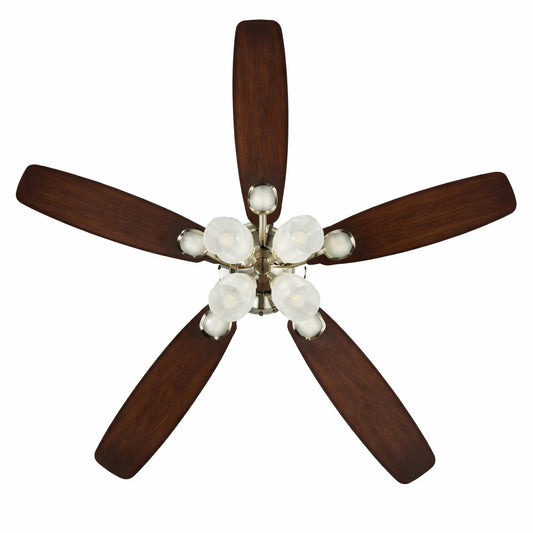Hampton Bay Hollis 52 in Indoor LED Brushed Nickel Dry Rated Ceiling Fan with 5 Reversible Blades Light Kit and Remote Control