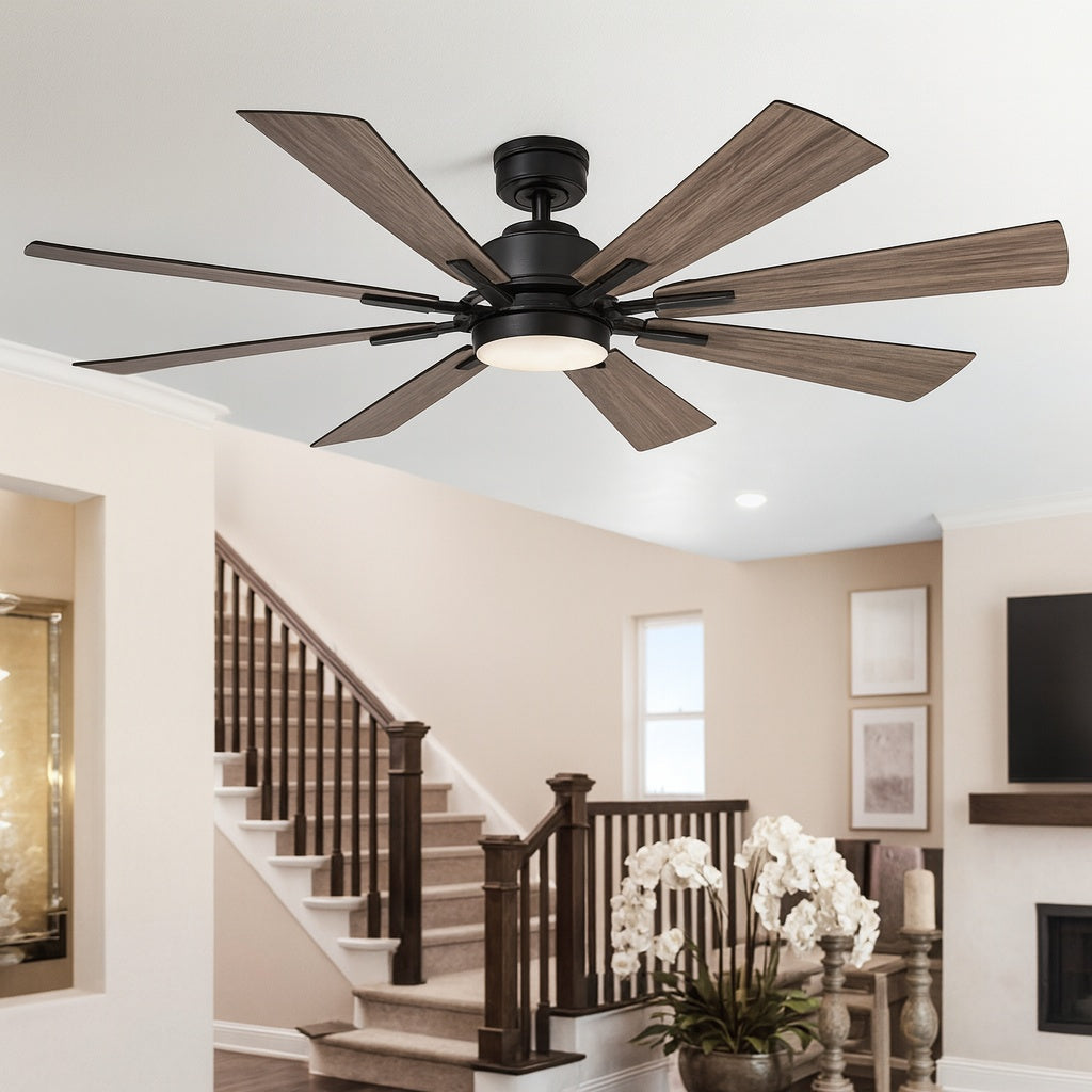 Home Decorators Collection Makenna 60 in. Indoor/Outdoor Matte Black Ceiling Fan with Integrated LED with Light Kit, DC Motor and Remote
