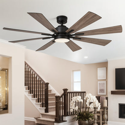 Home Decorators Collection Makenna 60 in. Indoor/Outdoor Matte Black Ceiling Fan with Integrated LED with Light Kit, DC Motor and Remote