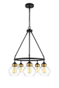 Globe Electric Harrow 5-Light Matte Black Chandelier with Gold Accent Sockets and Clear Glass Shades