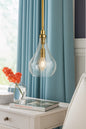 Uolfin Modern Island Pendant Light, Iros 1-Light Brass Gold Teardrop Chandelier Pendant Light with Seeded Glass Shade
