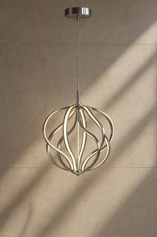 Artika Meridian 30-Watt 1 Light Chrome Modern Integrated LED Pendant Light Fixture for Dining Room or Kitchen