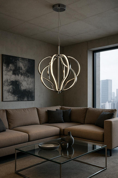 Artika Meridian 30-Watt 1 Light Chrome Modern Integrated LED Pendant Light Fixture for Dining Room or Kitchen