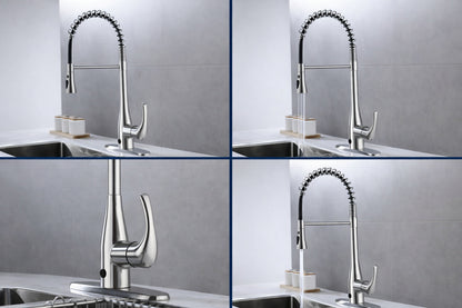 FLOW Motion Activated Single Handle Pull Down Spring Neck Sprayer Kitchen Faucet in Brushed Nickel SpringNeck
