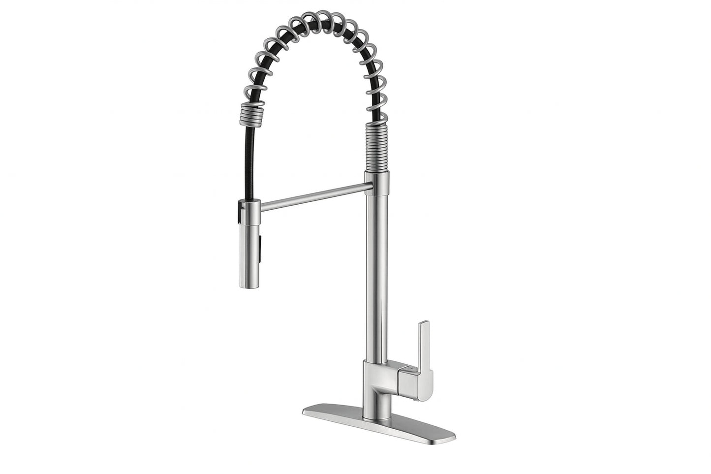 FLOW Classic Series Single-Handle Pull-Down Spring Neck Sprayer Kitchen Faucet in Brushed Nickel