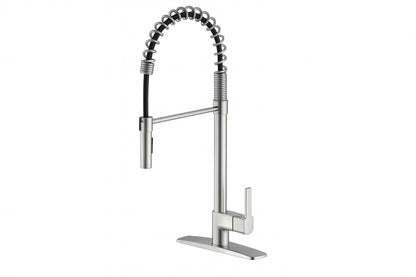 FLOW Classic Series Single-Handle Pull-Down Spring Neck Sprayer Kitchen Faucet in Brushed Nickel