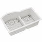 Elkay Quartz Classic White Quartz 33 in 60 40 Double Bowl Undermount Kitchen Sink with Bottom Grid and Drain