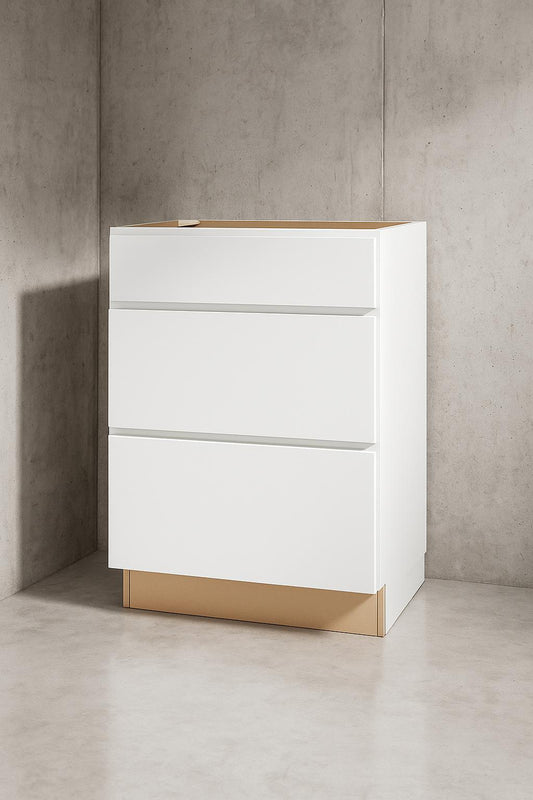 Courtland 30 in. W x 24 in. D x 34.5 in. H Assembled Shaker Drawer Base Kitchen Cabinet in Polar White