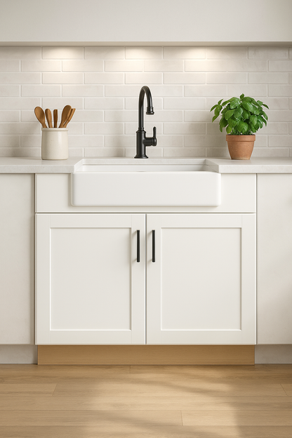 Courtland 36 in. W x 21 in. D x 34.5 in. H Assembled Shaker Sink Base Bath Cabinet in Polar White 671513037915 Hampton Bay
