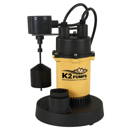 K2 1/4 HP Epoxy-Coated Aluminum and Thermoplastic Sump Pump with Vertical Switch