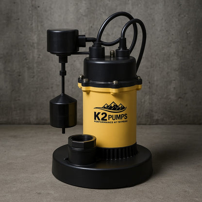 K2 1/4 HP Epoxy-Coated Aluminum and Thermoplastic Sump Pump with Vertical Switch