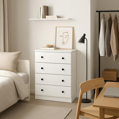 Furinno Lucca 15 75 in White Simple Design 4 Drawer Dresser 19155WH/315000078 810006773620 Furinno