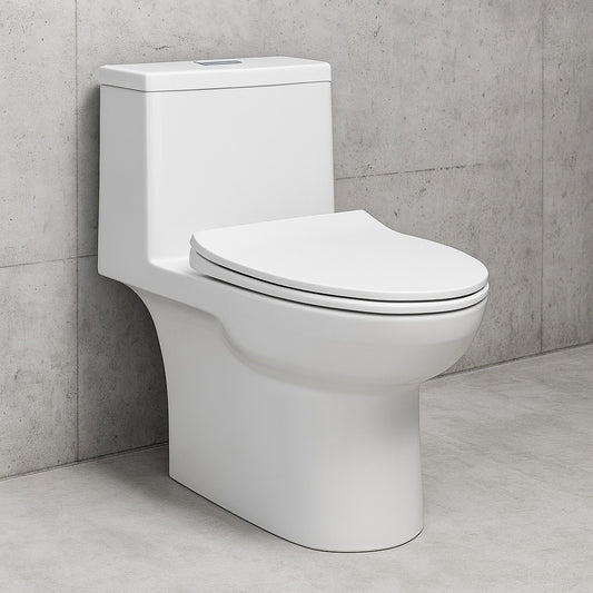 Daxton 1 piece 1 1 1 6 GPF Dual Flush Elongated Toilet in White Seat Included