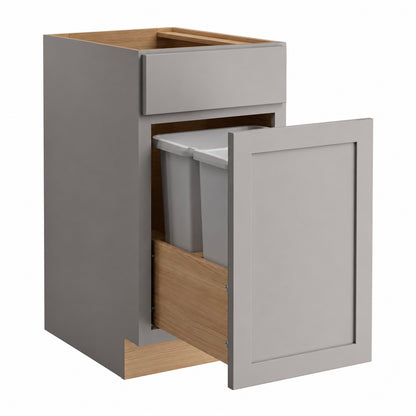 Hampton Bay Courtland 18 in W x 24 in D x 34 5 in H Assembled Shaker Trash Can Kitchen Cabinet in Sterling Gray