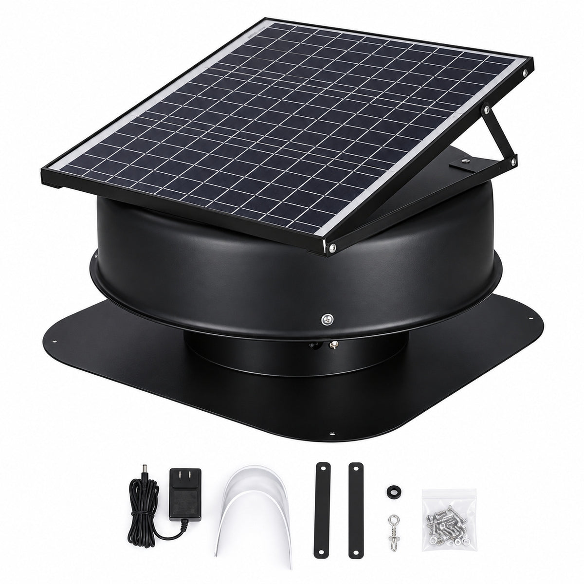 VEVOR 22 in Solar Attic Fan 40 W 1230 CFM Large Air Flow Solar Roof Vent Fan Weatherproof Wall Fan with 110V Smart Adapter WDPQSWDKZQY404HTNV1