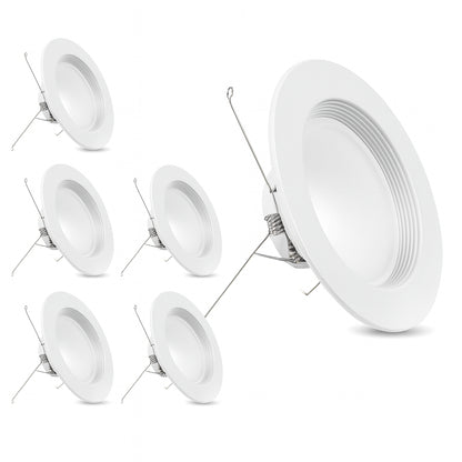 Feit Electric 5/6 in. 1290 Lumens Selectable CCT Dimmable Integrated LED Retrofit Recessed Light Trim Kit, White 6-Pack