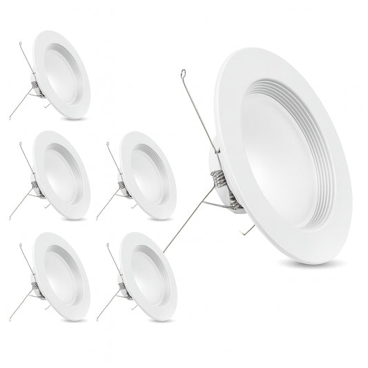 Feit Electric 5/6 in. 1290 Lumens Selectable CCT Dimmable Integrated LED Retrofit Recessed Light Trim Kit, White 6-Pack