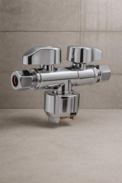 Max 1 2 in Push to Connect x 3 8 in O D Compression x 3 8 in O D Compression Dual Stop Valve URDS123838/325997360