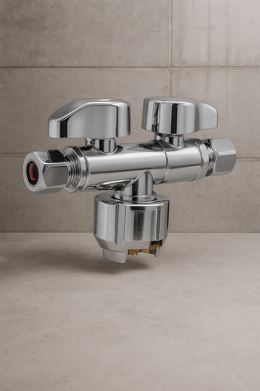 Max 1 2 in Push to Connect x 3 8 in O D Compression x 3 8 in O D Compression Dual Stop Valve URDS123838/325997360