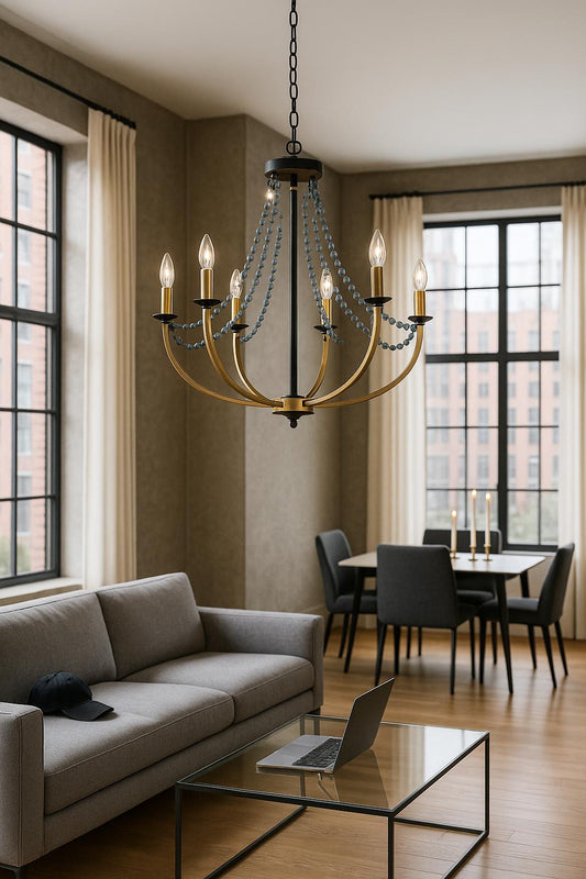 Uolfin Modern Farmhouse Chandelier Cumax 6 Light Gold Modern Farmhouse Candlestick Island Distressed Single Tier Chandelier Y7ZQYZHD238073U/315130036 810010877697 Uolfin