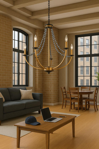 Uolfin Modern Farmhouse Chandelier Cumax 6 Light Gold Modern Farmhouse Candlestick Island Distressed Single Tier Chandelier Y7ZQYZHD238073U/315130036 810010877697 Uolfin