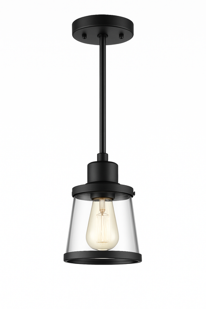 Globe Electric Adams 1-Light Matte Black Plug-In or Hardwire Pendant Lighting with 15 ft. Cord