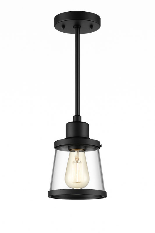 Globe Electric Adams 1-Light Matte Black Plug-In or Hardwire Pendant Lighting with 15 ft. Cord
