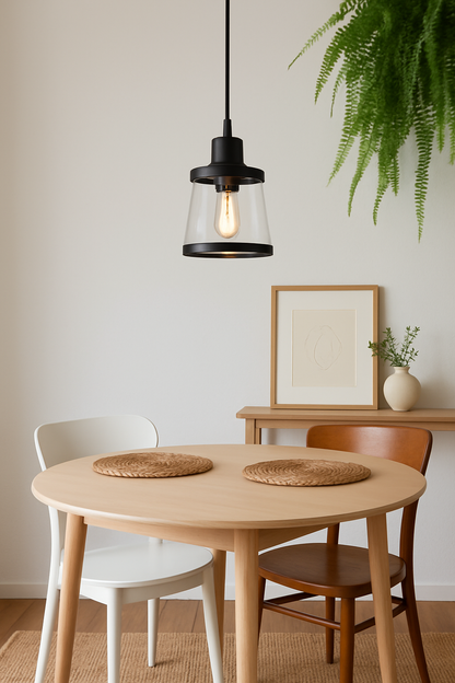 Globe Electric Adams 1-Light Matte Black Plug-In or Hardwire Pendant Lighting with 15 ft. Cord