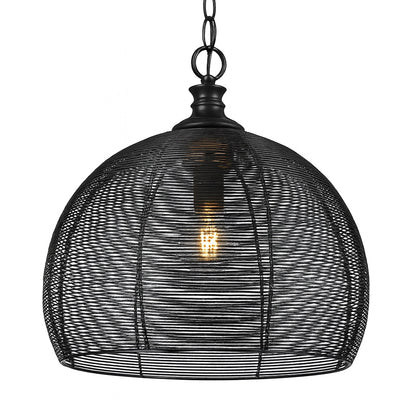 Golden Lighting Calypso 1 Light Matte Black Pendant with Metal Shade