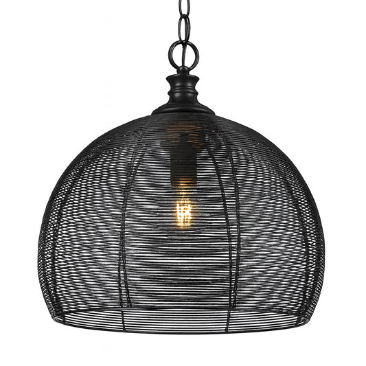 Golden Lighting Calypso 1 Light Matte Black Pendant with Metal Shade