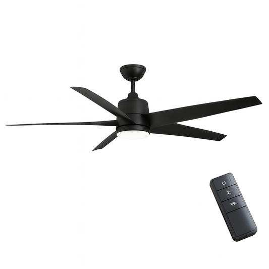 Hampton Bay Mena 54 in. White Color Changing Integrated LED Indoor/Outdoor Matte Black Ceiling Fan with Light Kit and Remote Control