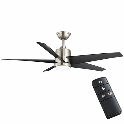 Hampton Bay Mena 54 in White Color Changing Integrated LED Indoor Outdoor Brushed Nickel Ceiling Fan with Light Kit and Remote 58913