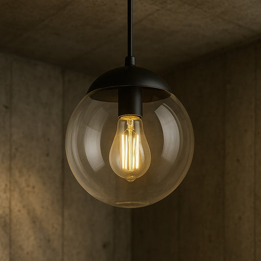 Progress Lighting Atwell 1 Light Matte Black Clear Glass Globe Modern Small Pendant Hanging Light P500309 031/315375905 785247247332 Progress Lighting