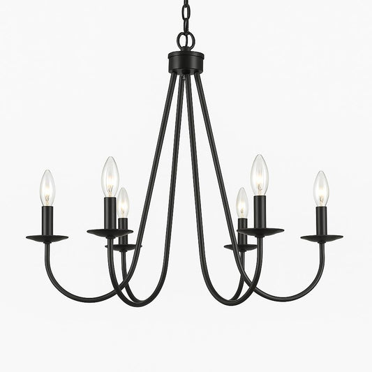 Uolfin
Industrial Black Dining Room Chandelier 28 in. 6-Light Modern Farmhouse Large Candlestick Living Room Chandelier