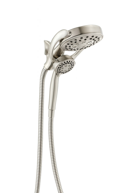 Delta HydroRain Two-in-One 4-Spray Patterns 6 in. Wall Mount Dual Shower Heads with MagnaTite in SpotShield Brushed Nickel