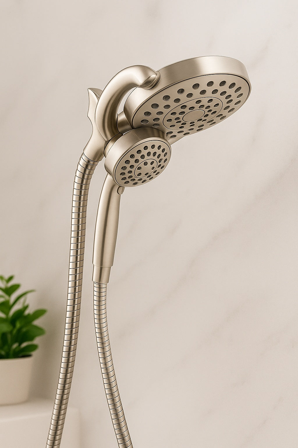 Delta HydroRain Two-in-One 4-Spray Patterns 6 in. Wall Mount Dual Shower Heads with MagnaTite in SpotShield Brushed Nickel