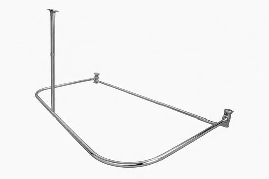 Utopia Alley Utopia Alley Rustproof Wall Mounted Aluminum D Shape Shower Rod With Ceiling Support For Tubs 60X25 In Chrome