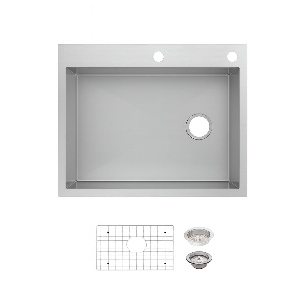 Professional Zero Radius 30 in. Drop-In Single Bowl 16 Gauge Stainless Steel Kitchen Sink with Accessories