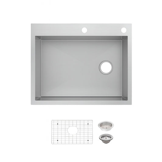 Professional Zero Radius 30 in. Drop-In Single Bowl 16 Gauge Stainless Steel Kitchen Sink with Accessories